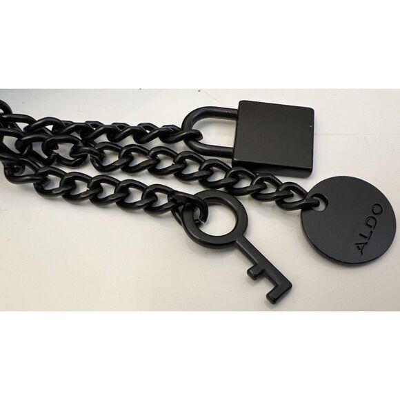 Aldo black croc embossed faux leather top handle satchel with crossbody strap - Picture 4 of 11